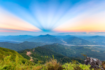 Obraz na płótnie Canvas beautiful Sunset and View Point at Chiangrai Thailand