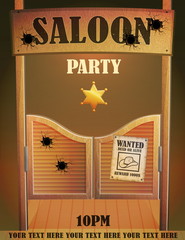 Cowboy wild west saloon bar entrance design template