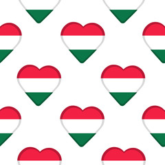 Seamless pattern from the hearts with flag of Hungary.