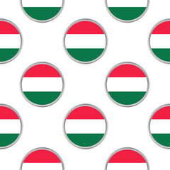 Obraz premium Seamless pattern from the circles with flag of Hungary