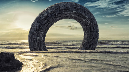Fototapeta premium 3D rendering. Futuristic alien Spaceship
