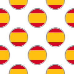 Seamless pattern from the circles with flag of Spain.
