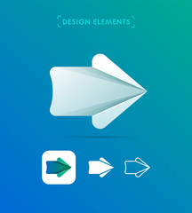 Vector abstract arrow icons. Material design, flat, line art style. Logo, application icon, map direction signs bundle