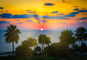 beautiful sunset sea Caribbean Dominican Republic