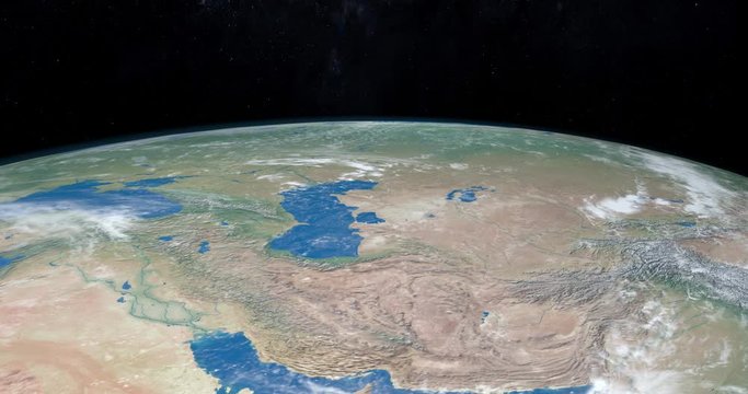Caspian Sea in planet Earth, aerial view from outer space
