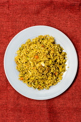 Tasty Indian food basmati rice on a plate