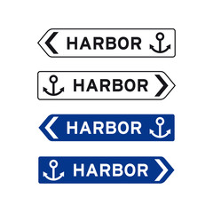 Harbor port sign set