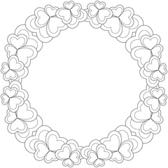 Flower black and white wreath for valentine day card.