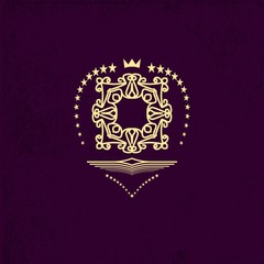 Monogram creative sign template with curls ornament elements and a wreath of stars in the shape of a heart. Elegant design for cafe, restaurant, heraldic, jewelry, fashion.