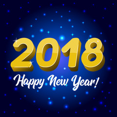 Blue Greeting card with a New Year 2018. 