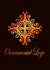 Retro ornamental logo. Flourished ornate emblem. Luxury elegant ornament. Vintage element. Template for design. Vector illustration