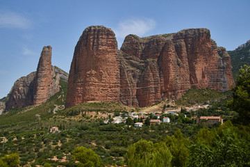 Mallos de Riglos conglomerate rock formations, Huesca province, Spain
