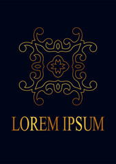 Retro ornamental logo. Flourished ornate emblem. Luxury elegant ornament. Vintage element. Template for design. Vector illustration