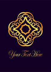 Retro ornamental logo. Flourished ornate emblem. Luxury elegant ornament. Vintage element. Template for design. Vector illustration