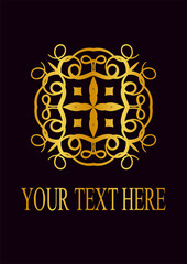 Retro ornamental logo. Flourished ornate emblem. Luxury elegant ornament. Vintage element. Template for design. Vector illustration