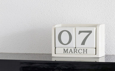 White block calendar present date 7 and month March