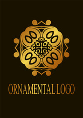Vintage ornamental emblem. Luxury elegant ornament. Flourished logo. Element for brochures. Template for design. Vector illustration
