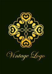 Vintage ornamental emblem. Luxury elegant ornament. Flourished logo. Element for brochures. Template for design. Vector illustration