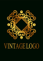 Vintage ornamental emblem. Luxury elegant ornament. Flourished logo. Element for brochures. Template for design. Vector illustration