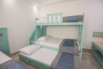 Bunk beds in a luxury family room of a hotel resort