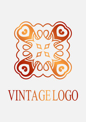 Vintage ornamental emblem. Luxury elegant ornament. Flourished logo. Element for brochures. Template for design. Vector illustration