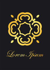 Retro ornamental logo. Flourished ornate emblem. Luxury elegant ornament. Vintage element. Template for design. Vector illustration