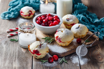 Muffins with cranberries and chocolate