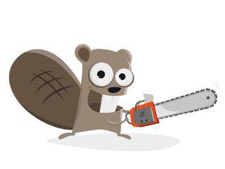 beaver with chainsaw clipart © shockfactor