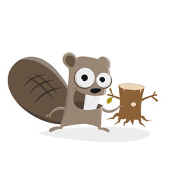 funny beaver with tree stump clipart © shockfactor