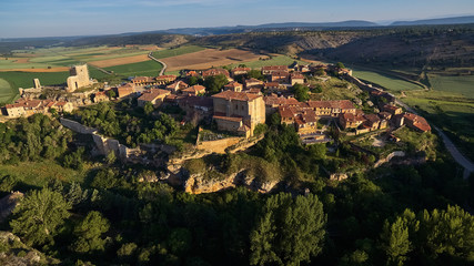 Sunset at Calatañazor medieval village in Soria province, Spain