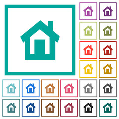 Home flat color icons with quadrant frames