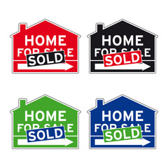 Home for sale sold road sign set