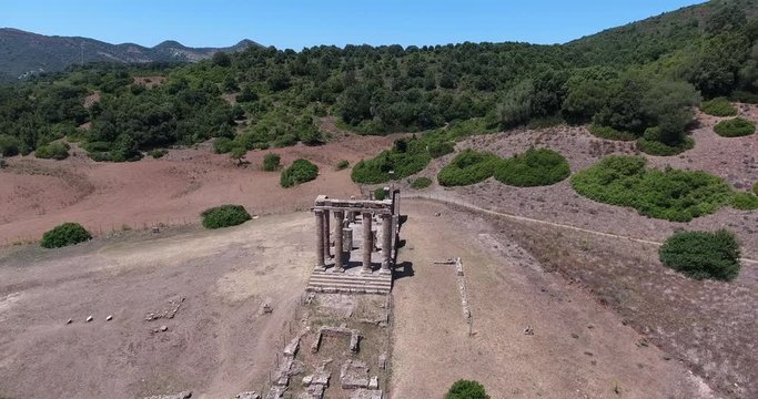 SARDINIA, ITALY  &ndash; JULY 2016 : Aerial shot of Temple of Antas on a beautiful day with amazing landscape in view