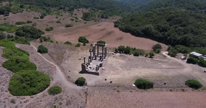 SARDINIA, ITALY  &ndash; JULY 2016 : Aerial shot of Temple of Antas on a beautiful day with amazing landscape in view