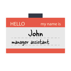 Red flat design Hello my name is badge, isolated vector - 186141011