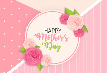 Happy Mother`s Day Cute Background with Flowers. Vector Illustra