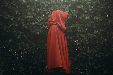 Red hood figure alone