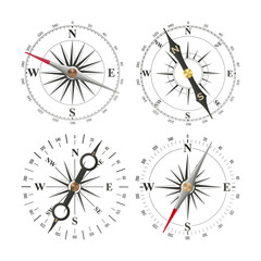 Compass Set Vector. Different Navigation Sign. Wind Rose. Isolated On White Illustration