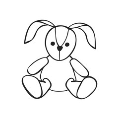 Vector hand drawn icon of soft toy rabbit