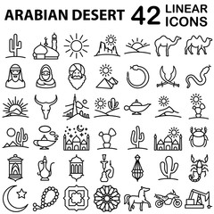 Arabian desert icon set