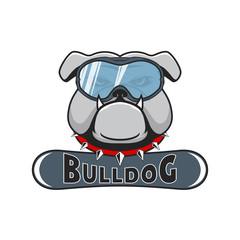 Snowboarding logo bulldog in the snowboarding mask.