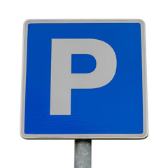 road sign parking isolated on white background