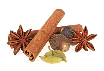 Aromatic spices isolated on a white background