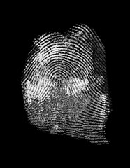 Fingerprint on black background