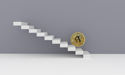Bitcoin Verlust Kryptowährung fällt - obrazy, fototapety, plakaty