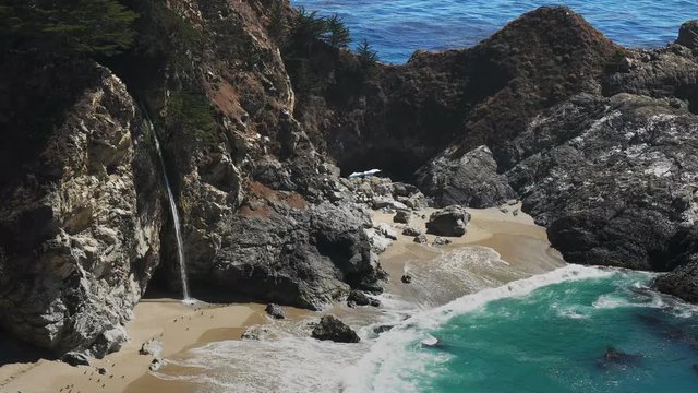 close up of mcway falls at julia pfeiffer burns state park on the california coast in big sur