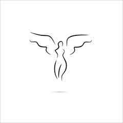 angel icon vector line illustration