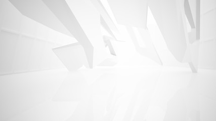 Fototapeta premium Abstract white interior multilevel public space with window. 3D illustration and rendering.