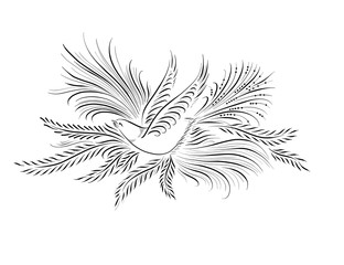 Flourished calligraphic bird