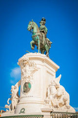 Portugal, Lisbon, Statue of King Jose I and Rua Augusta arch Arco da Rua Augusta